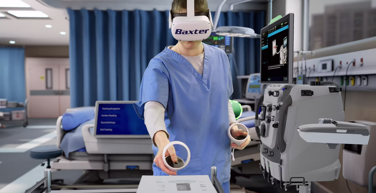 Medical professional using VR training